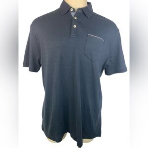 Tahari Navy Blue Short Sleeve Polo Shirt Men’s XL
